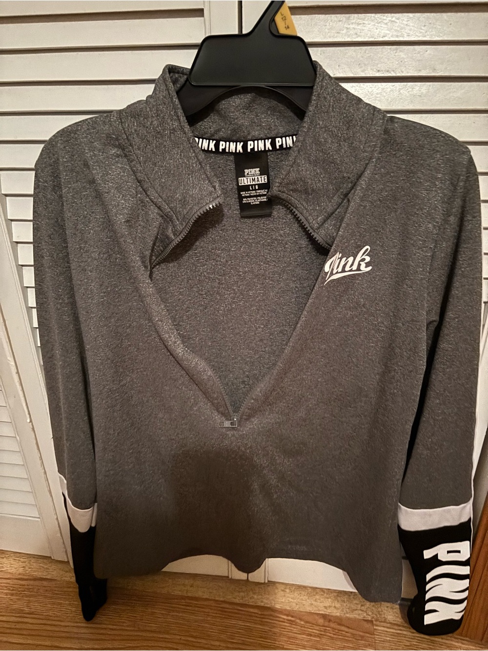 PINK Victoria's Secret Charcoal Gray Half-Zip Pullover
